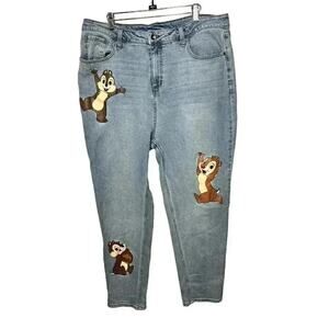 Hot Topic Disney Chip N Dale Mom Jeans Womens 17 Plus Size Character Denim